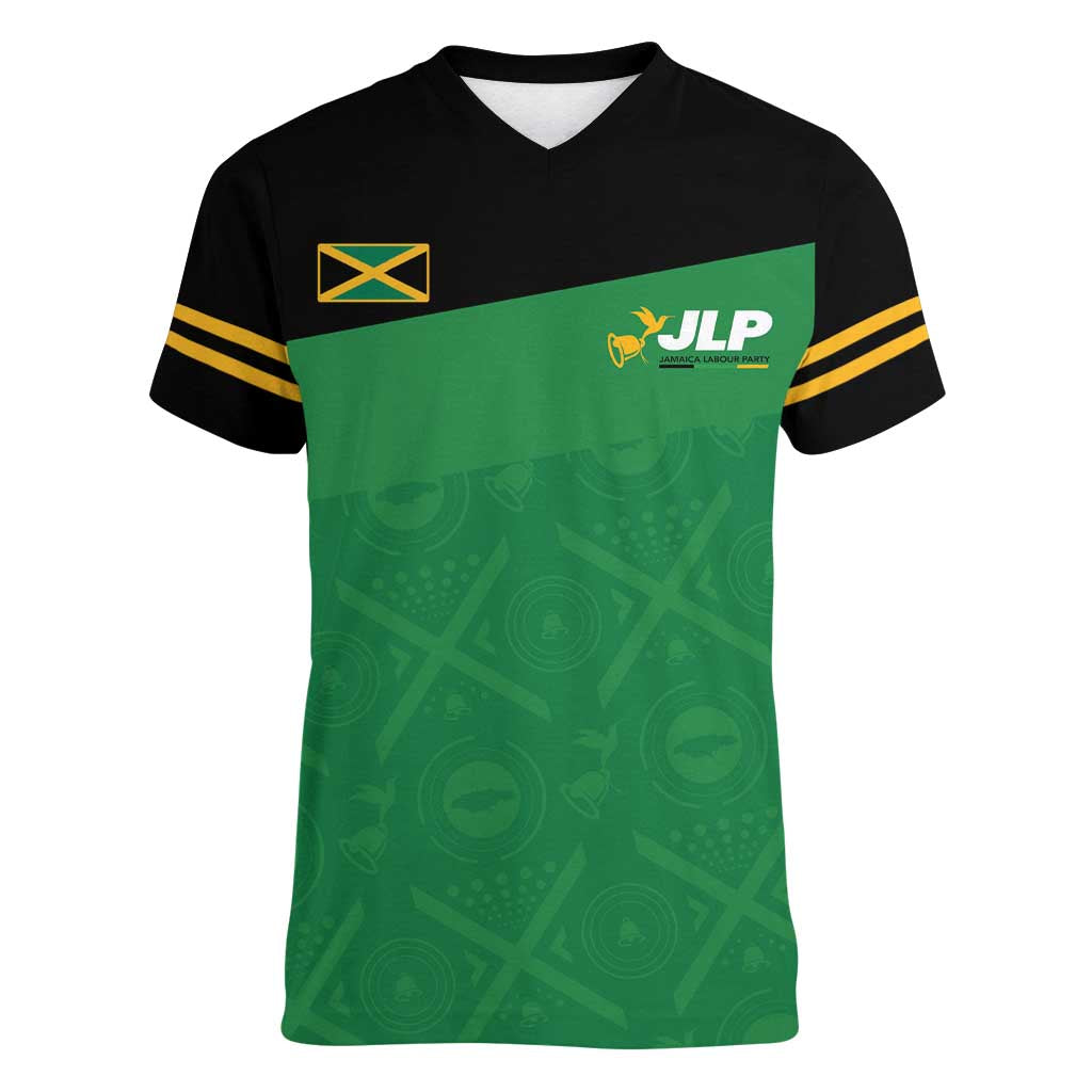 Personalized Jamaica Labour Party Women V-Neck T-Shirt Proud Supporters - Wonder Print Shop