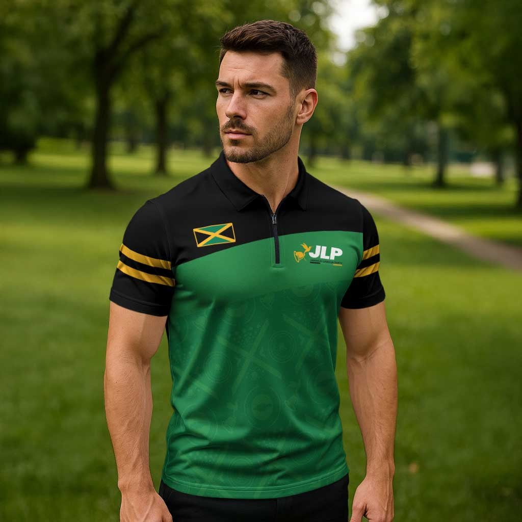 Personalized Jamaica Labour Party Zipper Polo Shirt Proud Supporters - Wonder Print Shop