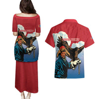 Personalised Mongolia Couples Matching Puletasi and Hawaiian Shirt Eagle Hunters - Wonder Print Shop