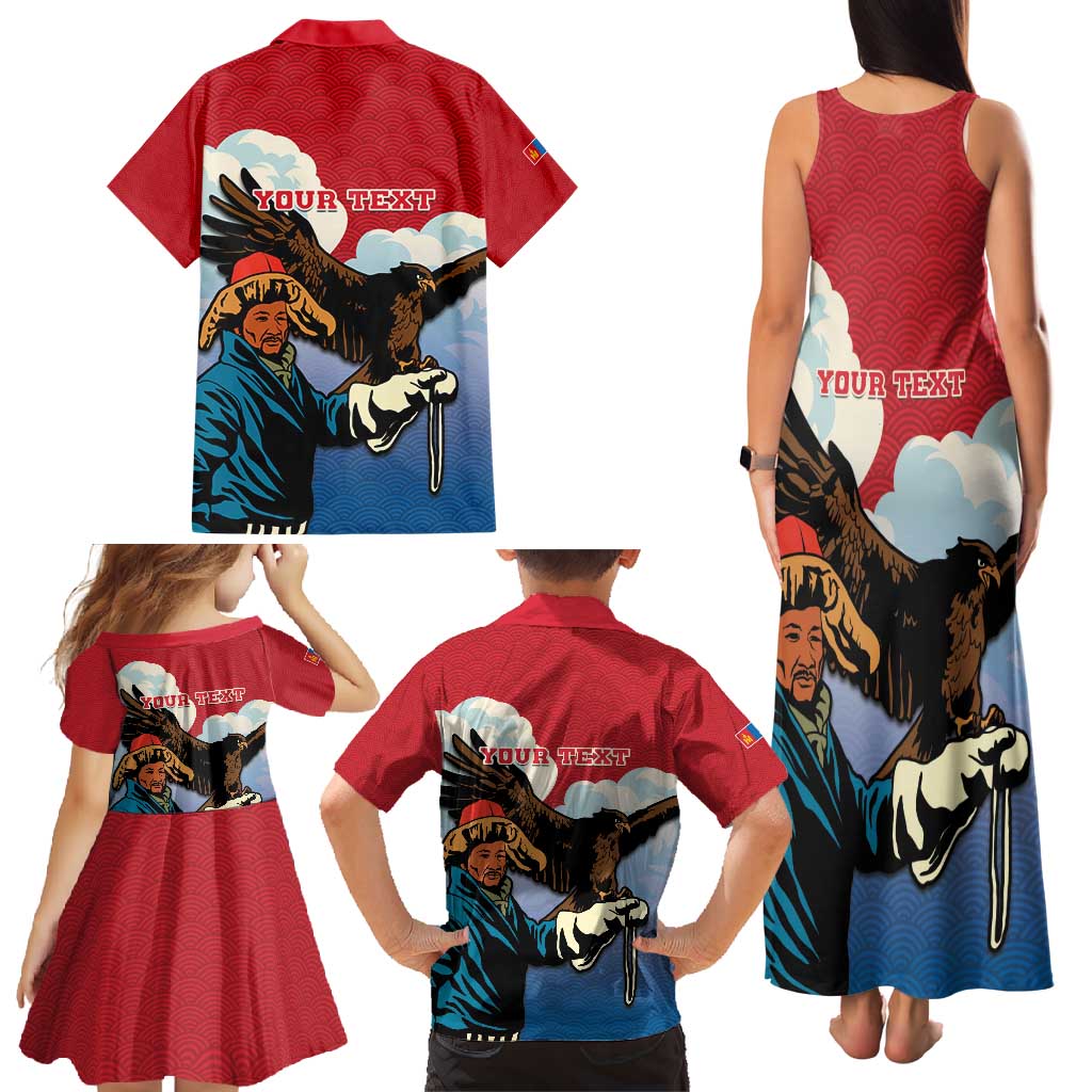 Personalised Mongolia Family Matching Tank Maxi Dress and Hawaiian Shirt Eagle Hunters - Wonder Print Shop