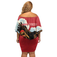 Personalised Mongolia Off Shoulder Short Dress Eagle Hunters - Wonder Print Shop