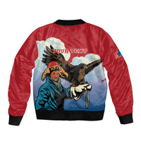 Personalised Mongolia Sleeve Zip Bomber Jacket Eagle Hunters - Wonder Print Shop