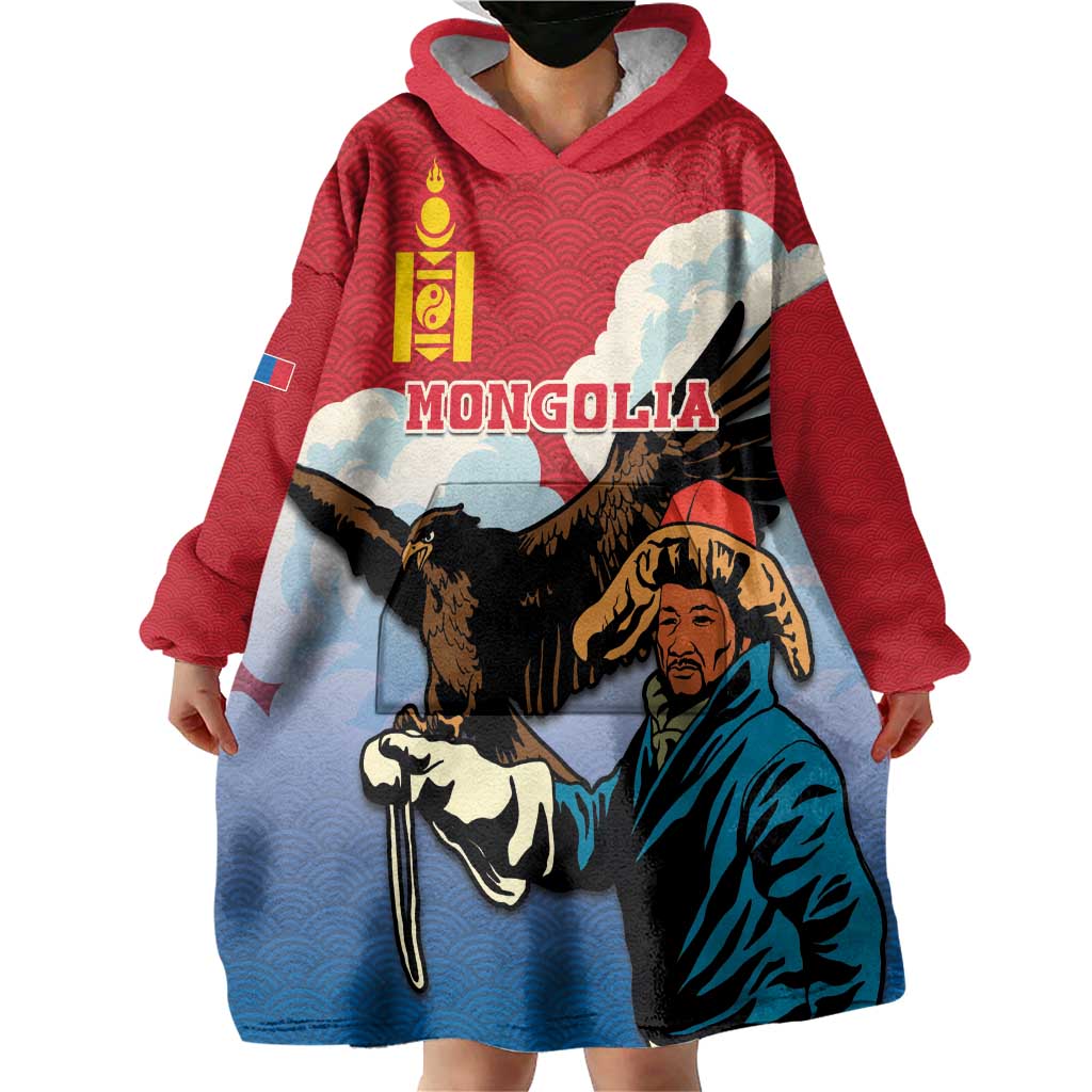 Personalised Mongolia Wearable Blanket Hoodie Eagle Hunters - Wonder Print Shop