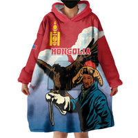 Personalised Mongolia Wearable Blanket Hoodie Eagle Hunters - Wonder Print Shop