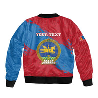 Personalised Mongolia Independence Day Bomber Jacket Coat Of Arms - Mongolia Folk Pattern - Wonder Print Shop