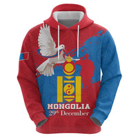 Personalised Mongolia Independence Day Hoodie Coat Of Arms - Mongolia Folk Pattern - Wonder Print Shop