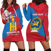 Personalised Mongolia Independence Day Hoodie Dress Coat Of Arms - Mongolia Folk Pattern - Wonder Print Shop