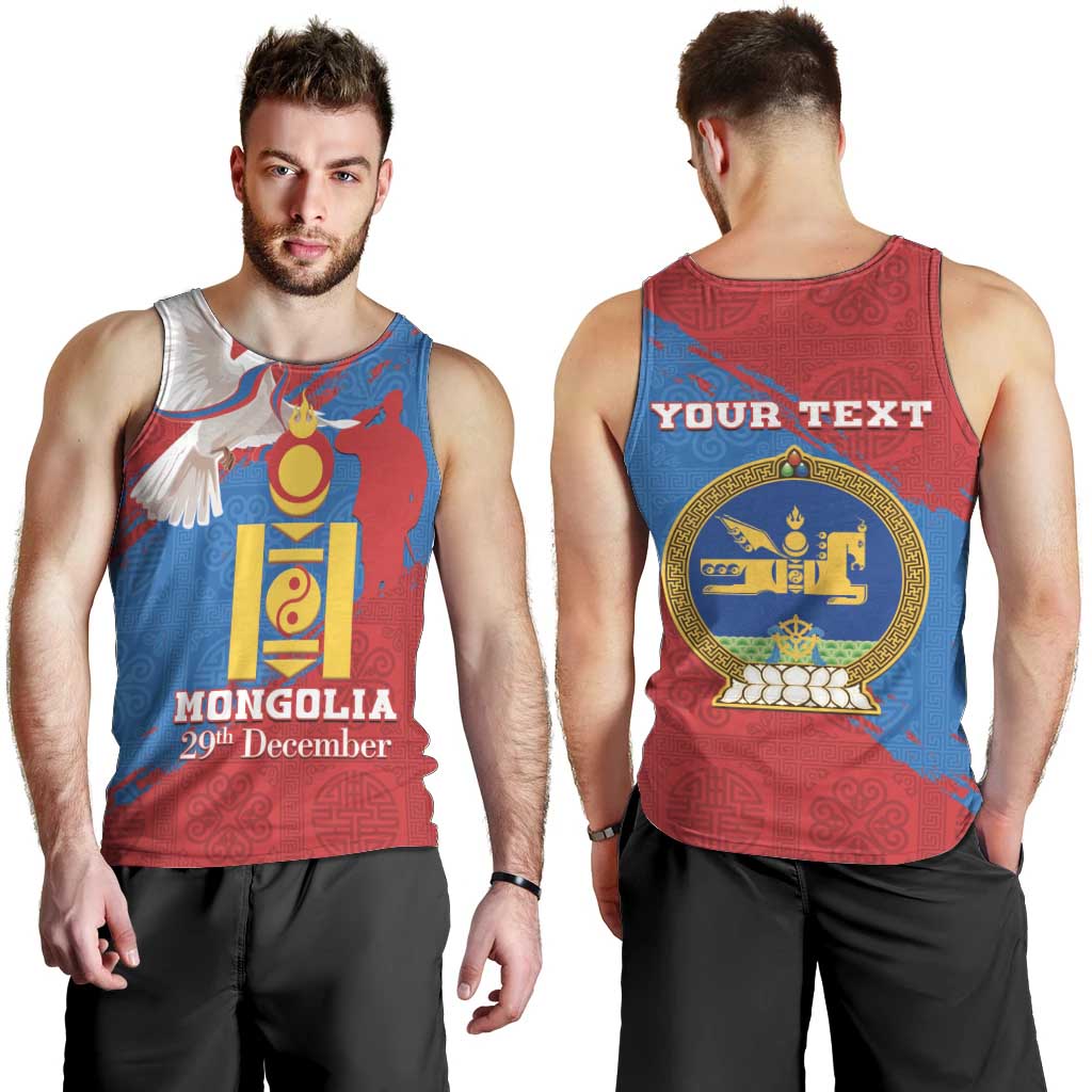 Personalised Mongolia Independence Day Men Tank Top Coat Of Arms - Mongolia Folk Pattern - Wonder Print Shop