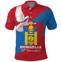 Personalised Mongolia Independence Day Polo Shirt Coat Of Arms - Mongolia Folk Pattern - Wonder Print Shop