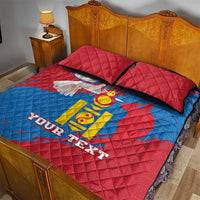Personalised Mongolia Independence Day Quilt Bed Set Coat Of Arms - Mongolia Folk Pattern - Wonder Print Shop