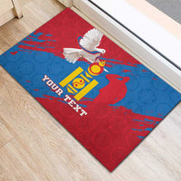 Personalised Mongolia Independence Day Rubber Doormat Coat Of Arms - Mongolia Folk Pattern - Wonder Print Shop