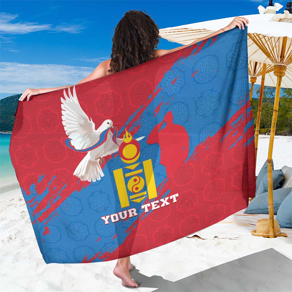 Personalised Mongolia Independence Day Sarong Coat Of Arms - Mongolia Folk Pattern - Wonder Print Shop
