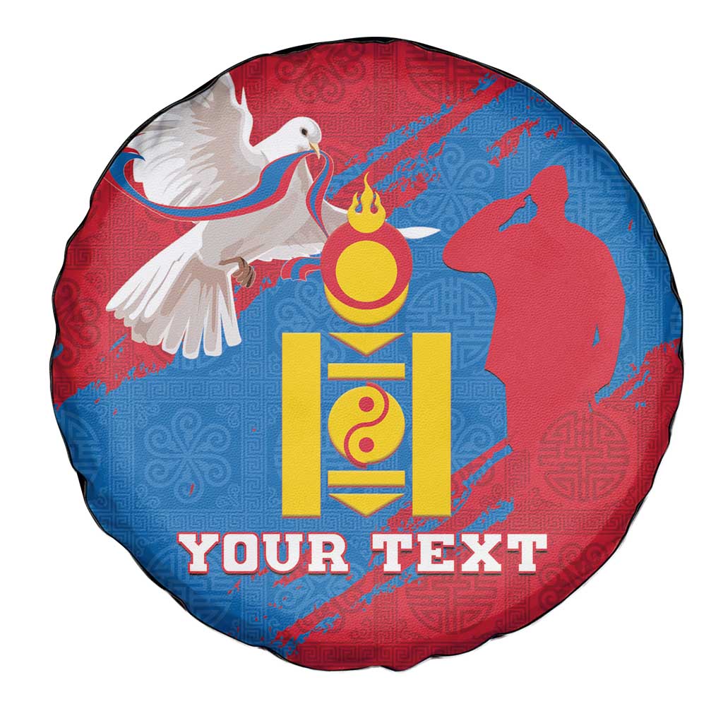 Personalised Mongolia Independence Day Spare Tire Cover Coat Of Arms - Mongolia Folk Pattern - Wonder Print Shop