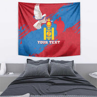 Personalised Mongolia Independence Day Tapestry Coat Of Arms - Mongolia Folk Pattern - Wonder Print Shop