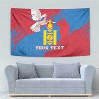 Personalised Mongolia Independence Day Tapestry Coat Of Arms - Mongolia Folk Pattern - Wonder Print Shop