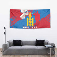 Personalised Mongolia Independence Day Tapestry Coat Of Arms - Mongolia Folk Pattern - Wonder Print Shop