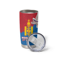 Personalised Mongolia Independence Day Tumbler Cup Coat Of Arms - Mongolia Folk Pattern - Wonder Print Shop