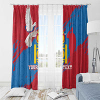 Personalised Mongolia Independence Day Window Curtain Coat Of Arms - Mongolia Folk Pattern - Wonder Print Shop