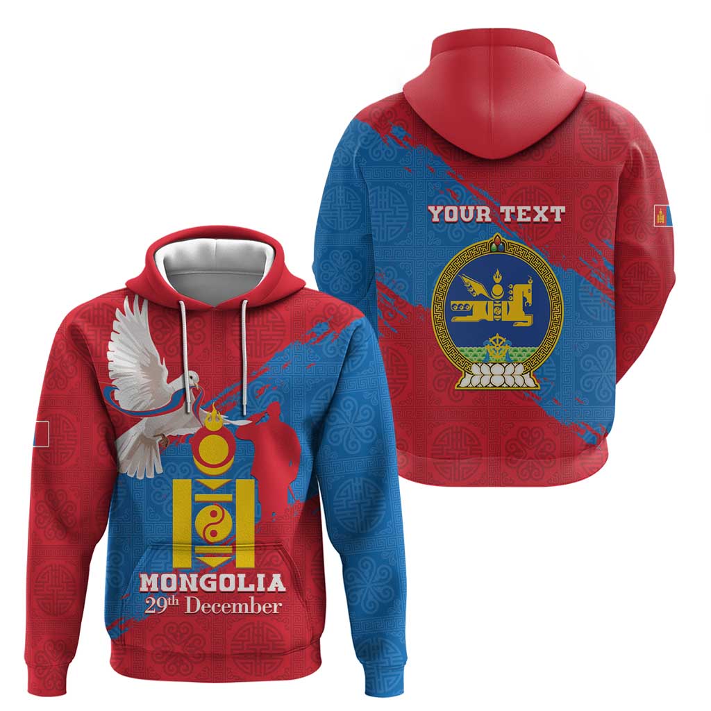 Personalised Mongolia Independence Day Zip Hoodie Coat Of Arms - Mongolia Folk Pattern - Wonder Print Shop