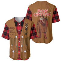 Santa Western Cowboy Christmas Baseball Jersey Plaid Black Red Vest Style - Wonder Print Shop