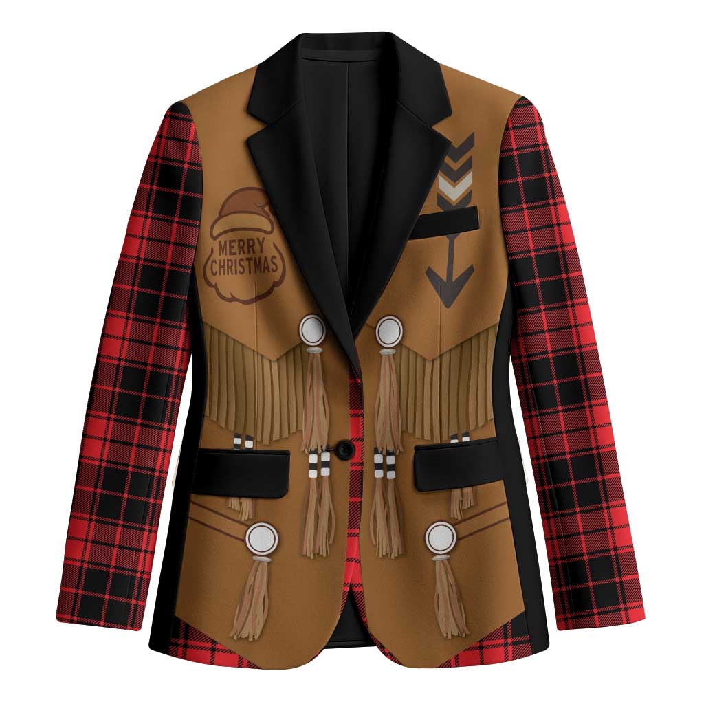 Santa Western Cowboy Christmas Blazer Plaid Black Red Vest Style - Wonder Print Shop