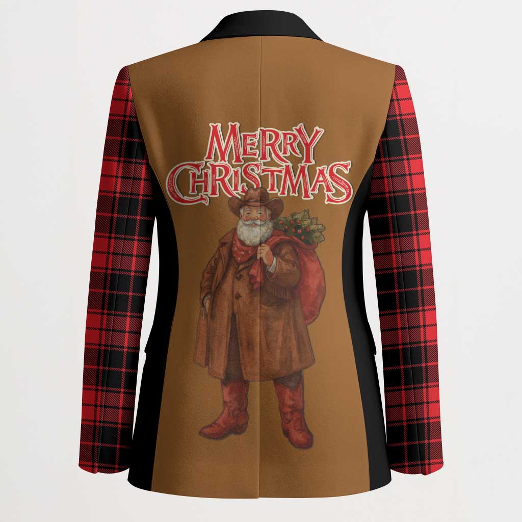 Santa Western Cowboy Christmas Blazer Plaid Black Red Vest Style - Wonder Print Shop