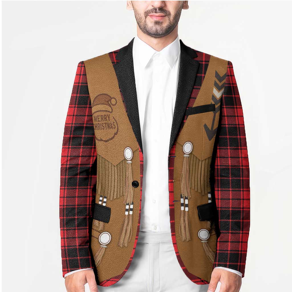 Santa Western Cowboy Christmas Blazer Plaid Black Red Vest Style - Wonder Print Shop