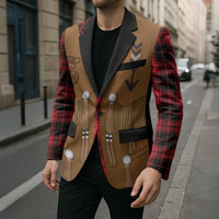 Santa Western Cowboy Christmas Blazer Plaid Black Red Vest Style - Wonder Print Shop