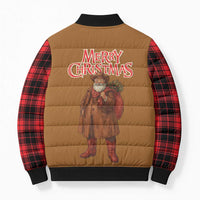 Santa Western Cowboy Christmas Bomber Puffer Jacket Plaid Black Red Vest Style - Wonder Print Shop