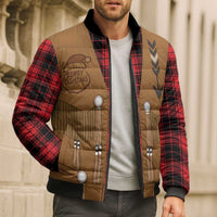 Santa Western Cowboy Christmas Bomber Puffer Jacket Plaid Black Red Vest Style - Wonder Print Shop