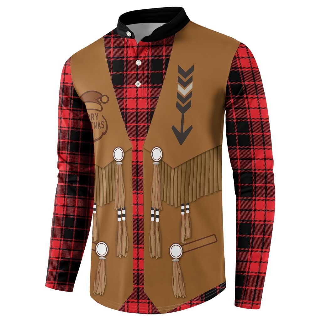 Santa Western Cowboy Christmas Button Sweatshirt Plaid Black Red Vest Style - Wonder Print Shop