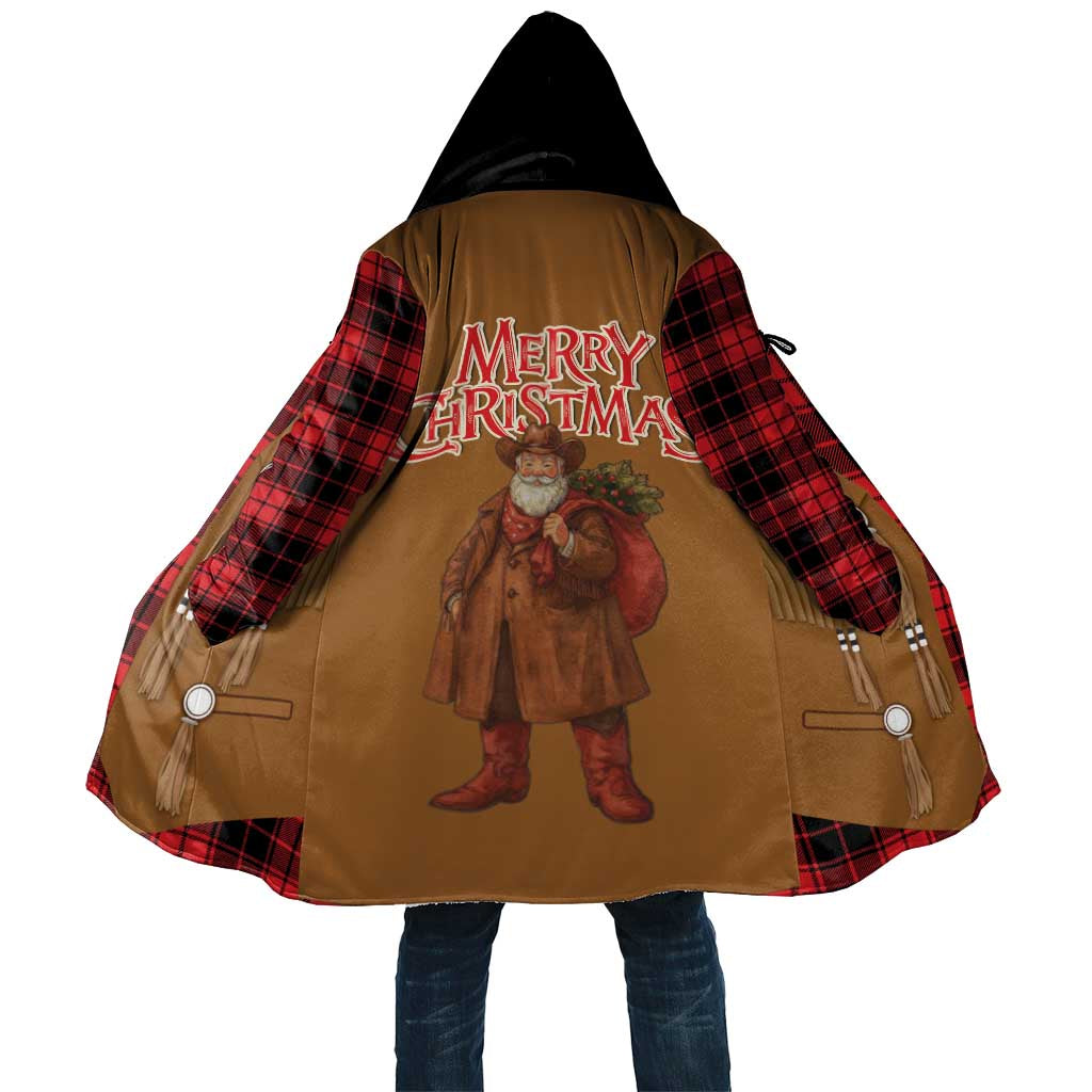 Santa Western Cowboy Christmas Cloak Plaid Black Red Vest Style - Wonder Print Shop