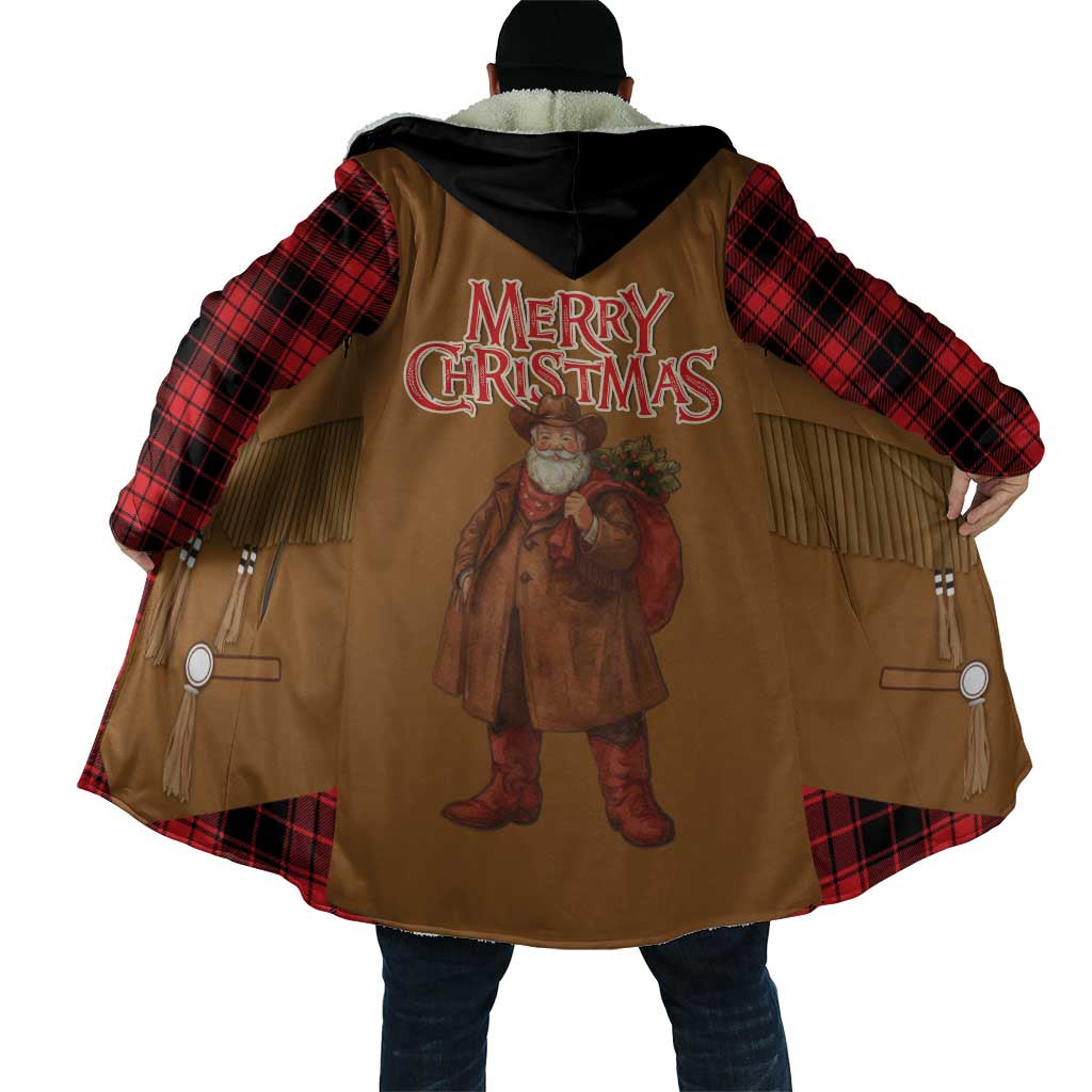 Santa Western Cowboy Christmas Cloak Plaid Black Red Vest Style - Wonder Print Shop