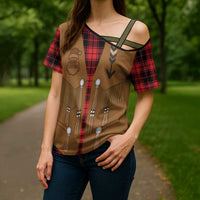 Santa Western Cowboy Christmas Cross Shoulder Shirt Plaid Black Red Vest Style - Wonder Print Shop