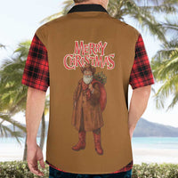 Santa Western Cowboy Christmas Hawaiian Shirt Plaid Black Red Vest Style - Wonder Print Shop