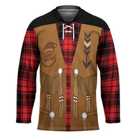 Santa Western Cowboy Christmas Hockey Jersey Plaid Black Red Vest Style - Wonder Print Shop