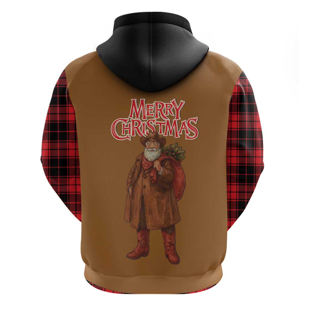 Santa Western Cowboy Christmas Hoodie Plaid Black Red Vest Style - Wonder Print Shop