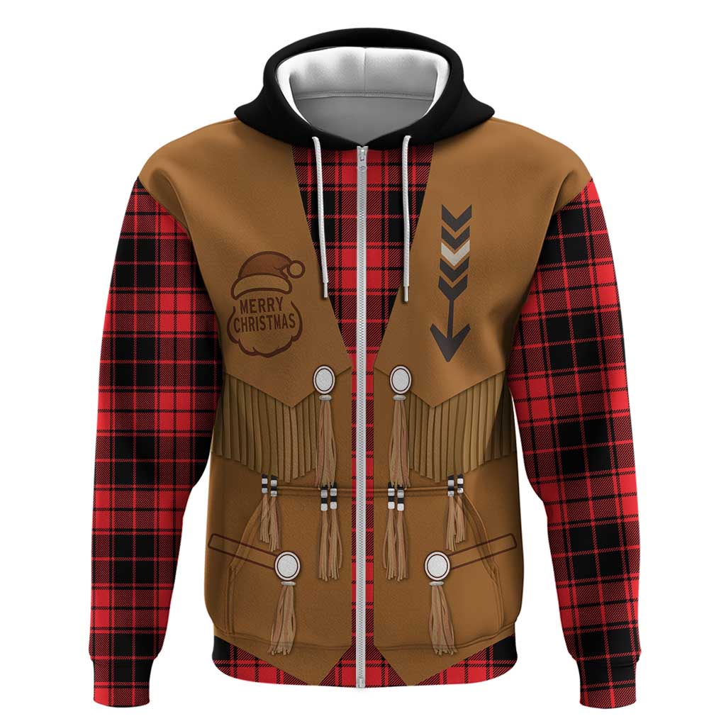 Santa Western Cowboy Christmas Hoodie Plaid Black Red Vest Style - Wonder Print Shop