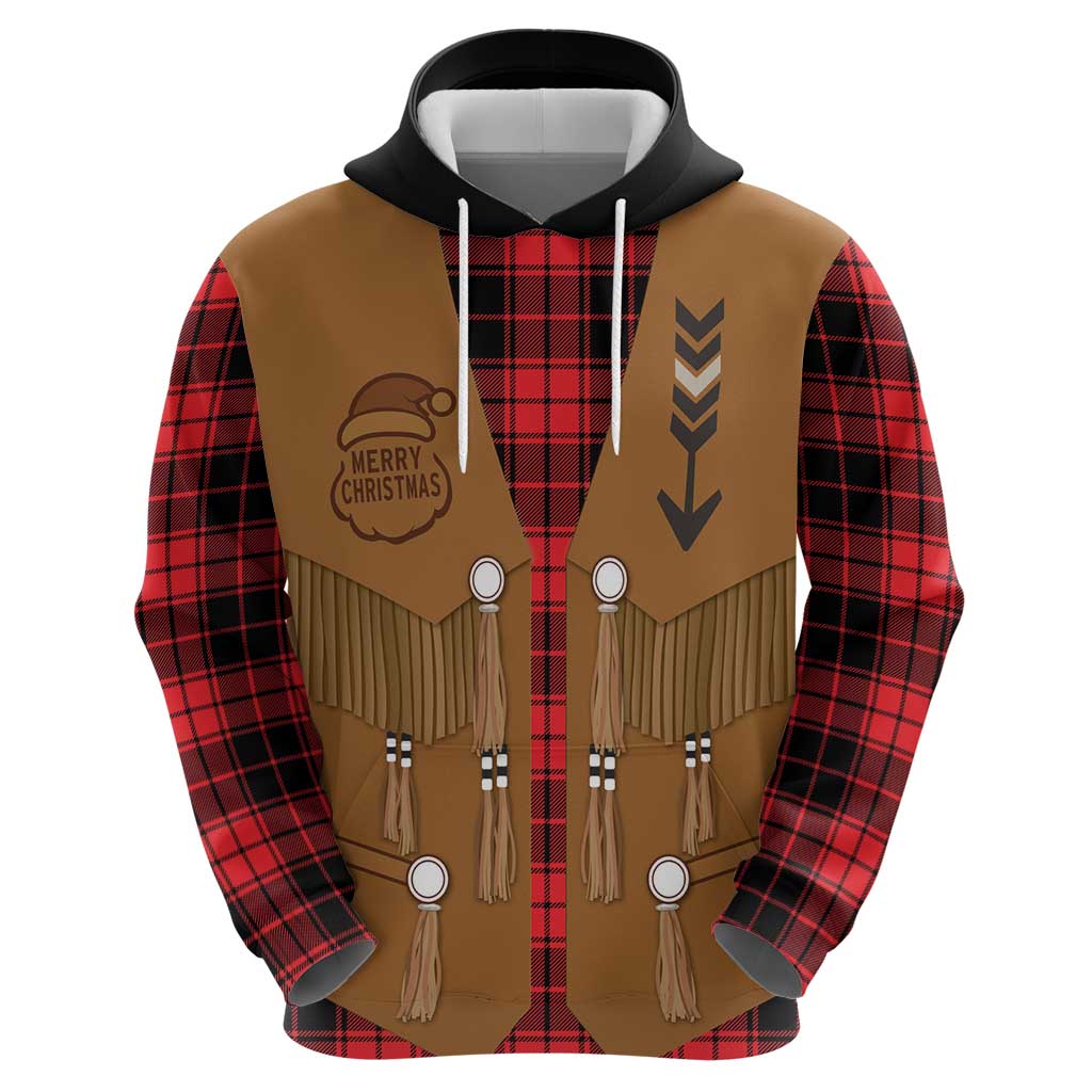Santa Western Cowboy Christmas Hoodie Plaid Black Red Vest Style - Wonder Print Shop