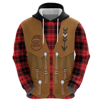 Santa Western Cowboy Christmas Hoodie Plaid Black Red Vest Style - Wonder Print Shop