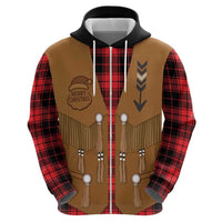 Santa Western Cowboy Christmas Hoodie Plaid Black Red Vest Style - Wonder Print Shop