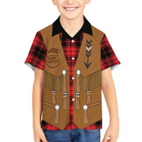 Santa Western Cowboy Christmas Kid Hawaiian Shirt Plaid Black Red Vest Style - Wonder Print Shop