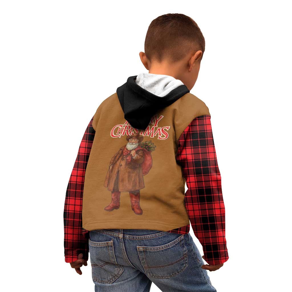 Santa Western Cowboy Christmas Kid Hoodie Plaid Black Red Vest Style - Wonder Print Shop