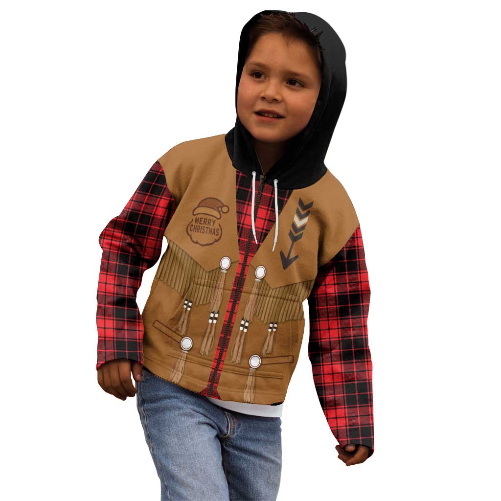 Santa Western Cowboy Christmas Kid Hoodie Plaid Black Red Vest Style - Wonder Print Shop
