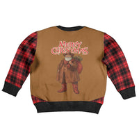 Santa Western Cowboy Christmas Kid Ugly Christmas Sweater Plaid Black Red Vest Style - Wonder Print Shop