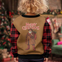 Santa Western Cowboy Christmas Kid Ugly Christmas Sweater Plaid Black Red Vest Style - Wonder Print Shop