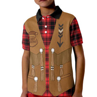 Santa Western Cowboy Christmas Kid Polo Shirt Plaid Black Red Vest Style - Wonder Print Shop