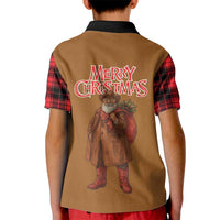 Santa Western Cowboy Christmas Kid Polo Shirt Plaid Black Red Vest Style - Wonder Print Shop