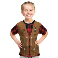 Santa Western Cowboy Christmas Kid T Shirt Plaid Black Red Vest Style - Wonder Print Shop