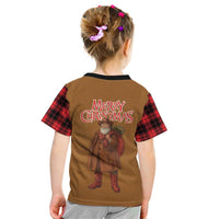 Santa Western Cowboy Christmas Kid T Shirt Plaid Black Red Vest Style - Wonder Print Shop